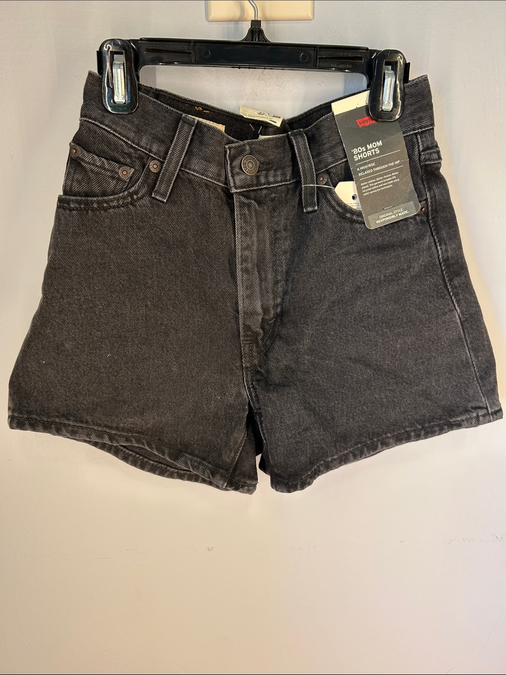 Levi's Black Washed Denim Shorts